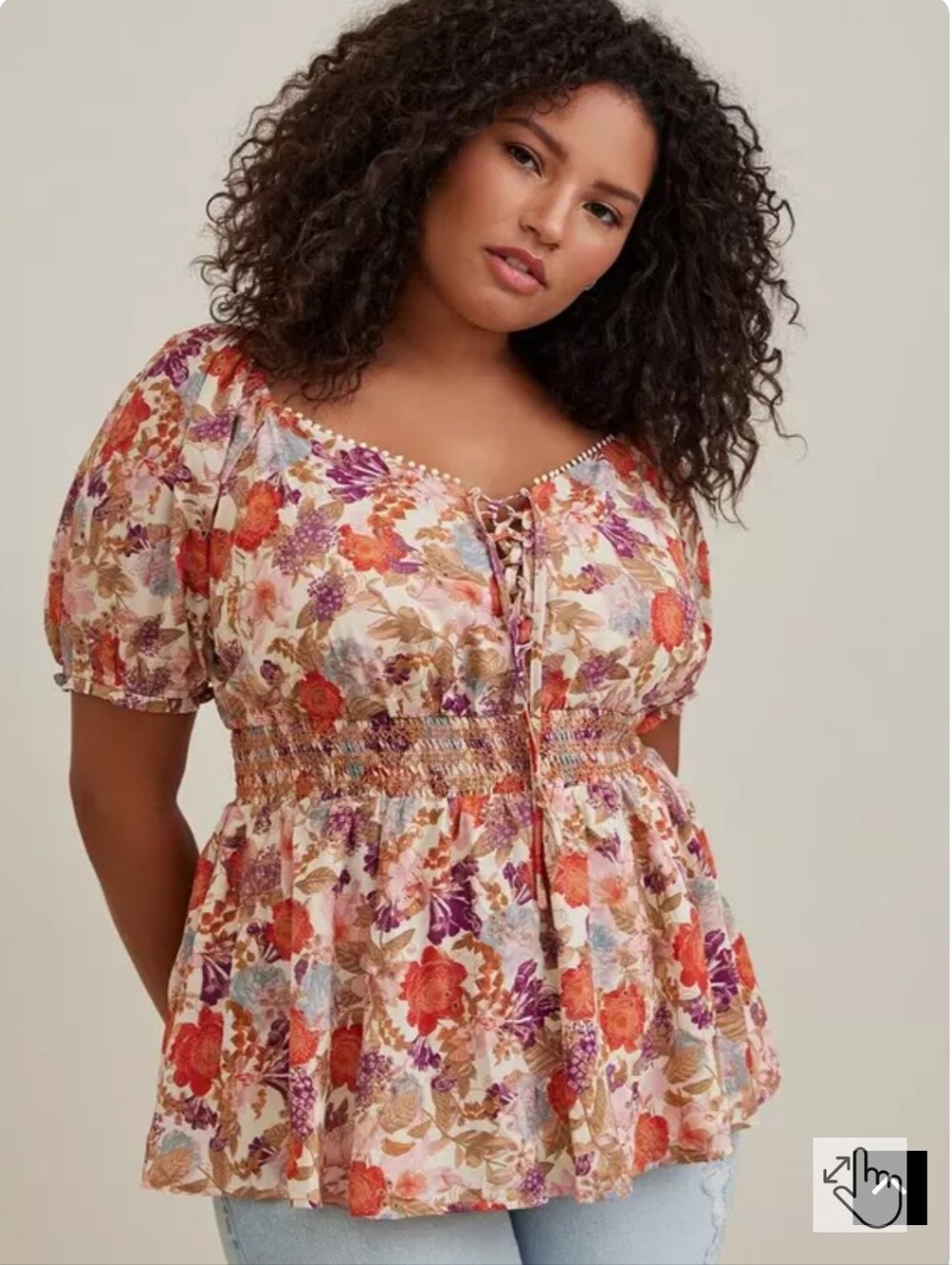 Torrid Georgette Eyelet Smocked Waist Puff Sleeve Top 3 Boho Cottagecore